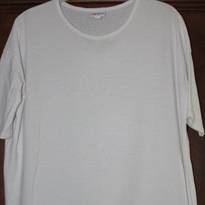 all white LuLaRoe tunic top